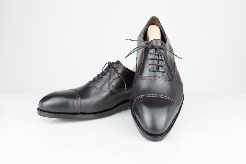 Men bespoke shoes shiny black leather